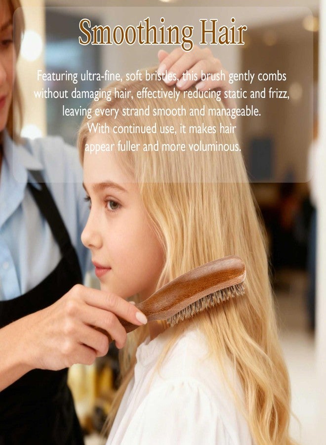 STYLEMATE فرشاة شعر ستايلميت ذات شعيرات الخنزير البري، فرشاة شعر ناعمة للشعر الخفيف والناعم، فرشاة تنعيم الشعر للنساء والرجال والأطفال - مقبض خشبي خفيف الوزن من خشب السابيلي - Image 5